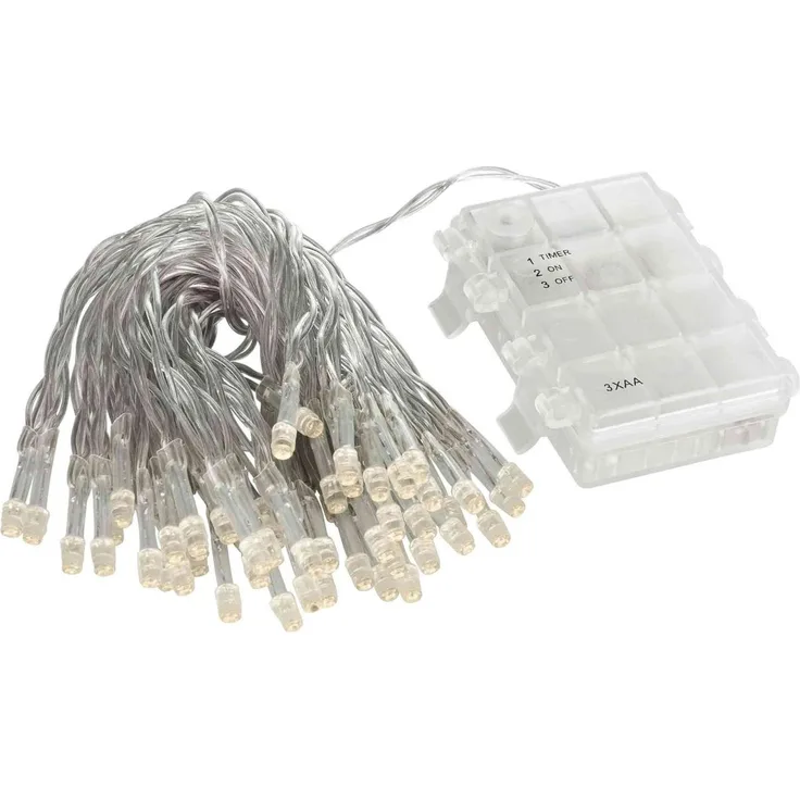 50er LED Outdoor Lichterkette Set Batteriekette Weihnachten Beleuchtung Deko warmweiß