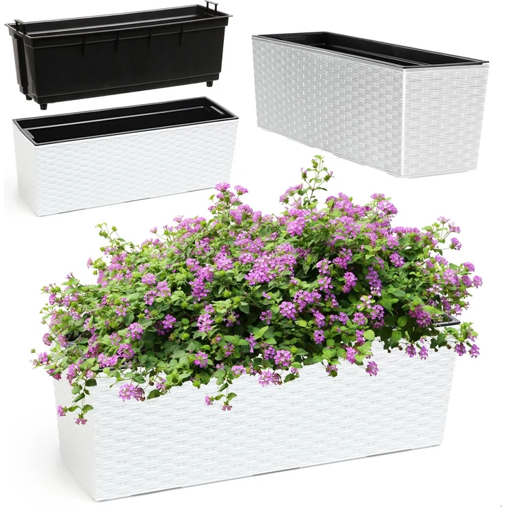 KADAX Blumentopf Balkonkasten + Einsatz 19x56cm Weiß – Bild 1