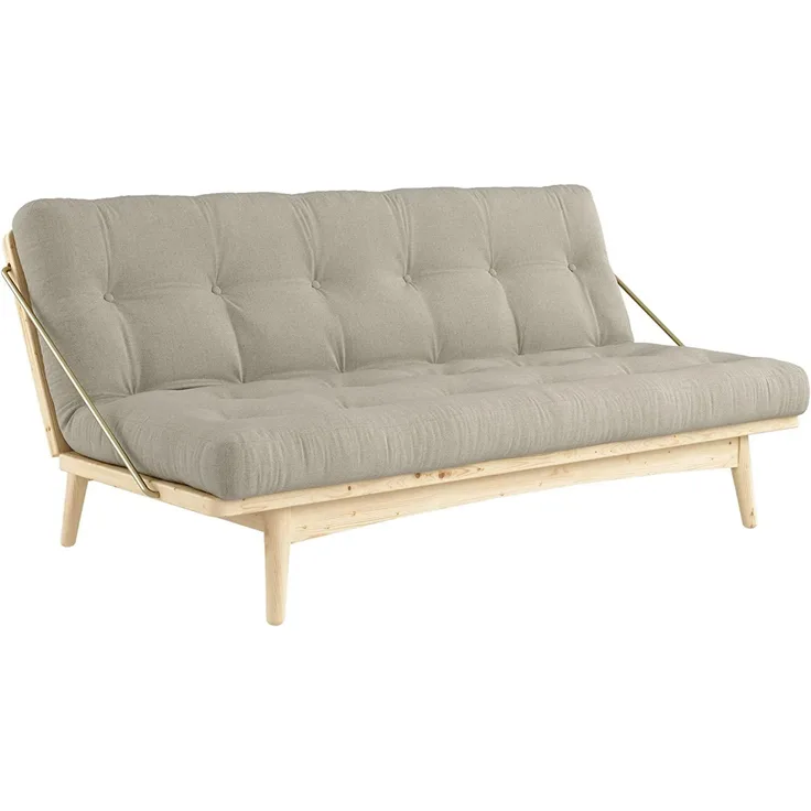 Karup Design Schlafsofa FOLK Gestell Natur, Matratze Leinen