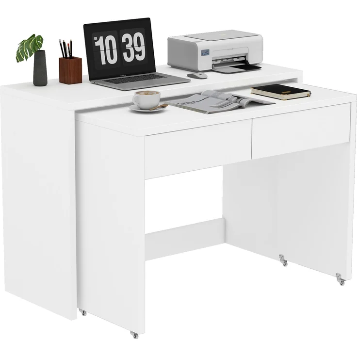 Regalschreibtisch + Kommode-2-in-1 Kompaktschreibtisch, ausziehbar,der gesamte Tisch ist aus 1,8 cm starkem Holz gefertigt, mit Rollen ausgestattet, flexibel kombinierbar,Faltbarer Schreibtisch – Bild 9