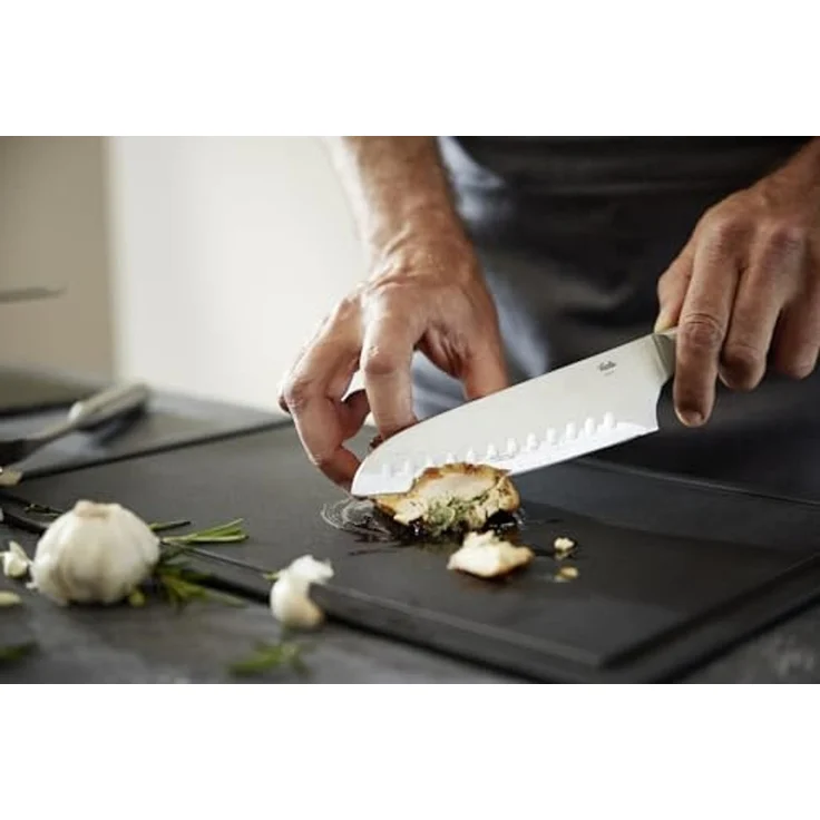 Fissler Santokumesser Essential, breite Klinge, Halbkropf, leicht gebogenes Klingenprofil, Kullen – Bild 2