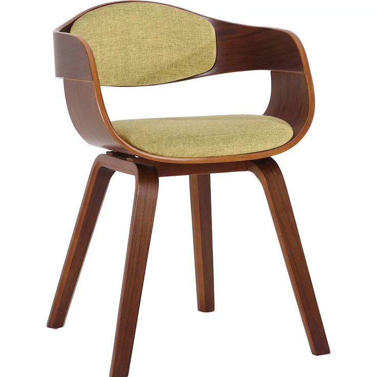 DELUKE® Besucherstuhl LONDON Stoff - 73x49x46cm, Walnuss/Hellgrün Stoff Holz Gestell Konferenzstuhl Wartezimmerstuhl