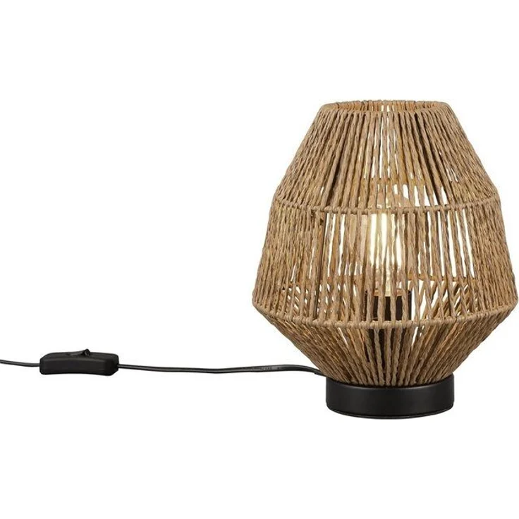 lightling Tischleuchte Mikael, ohne Leuchtmittel, Rattan-Optik, mit Schnurschalter, E27 – Bild 4