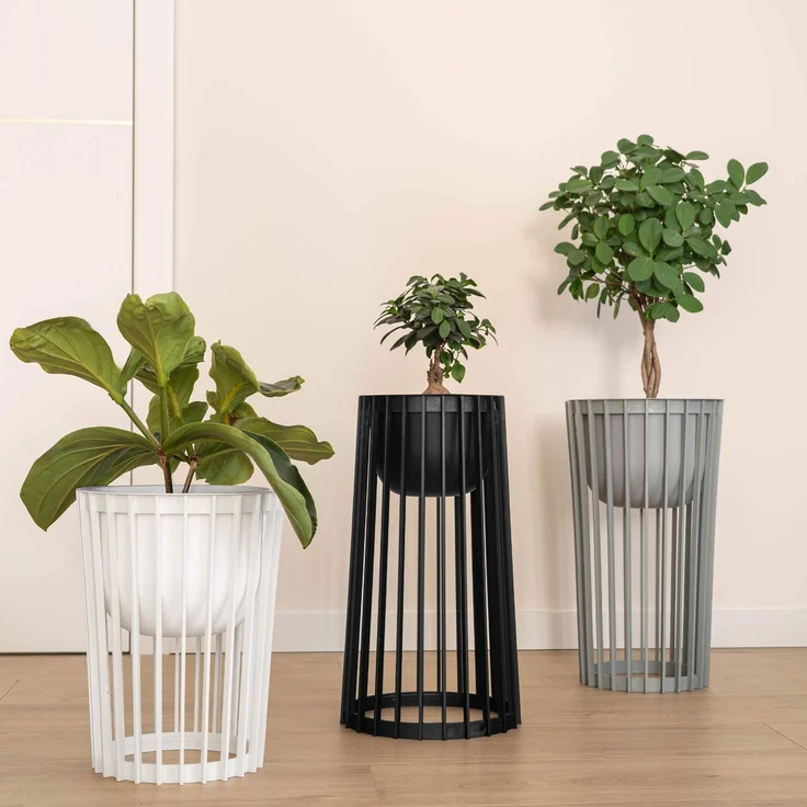 KADAX Doppelseitiger Blumenständer 40 cm Weiß + Schwarze Oberseite – Bild 2