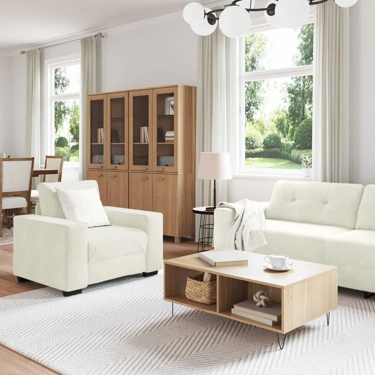 vidaXL Sofa Set 3 stk. 6-Sitzer Creme 221 x 78 x 80 cm Samt 3324647 – Bild 3