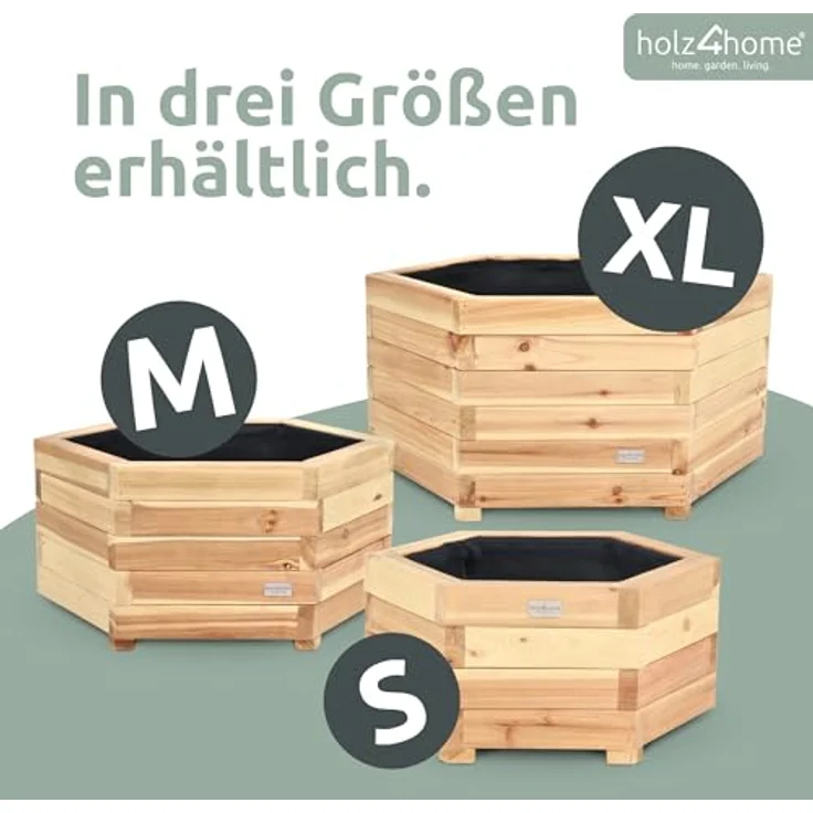 holz4home® Pflanzkübel 6-eckig aus Tannenholz I Outdoor Blumenkübel für Garten Balkon, inkl. Gartenhandschuhe & Vlies – Bild 9