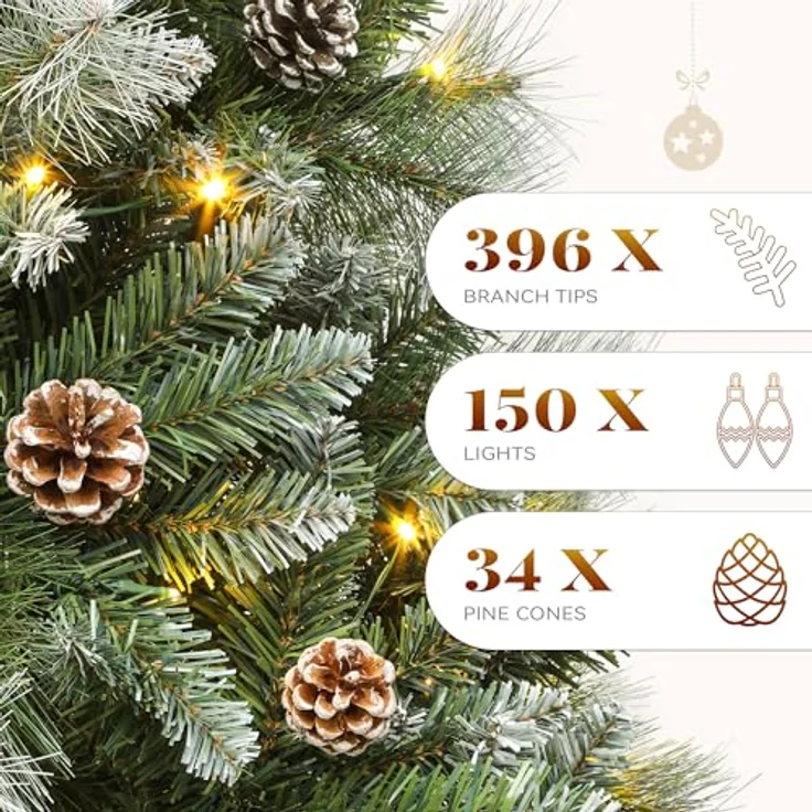 YITAHOME 140cm künstlicher Weihnachtsbaum »Scotch Pine« mit Fernbedienung – vorgeleuchteter Baum mit Zapfen, Nadeln und warmweißer/mehrfarbiger LED-Farbwechselbeleuchtung für Wohnzimmer & Büro – Bild 7