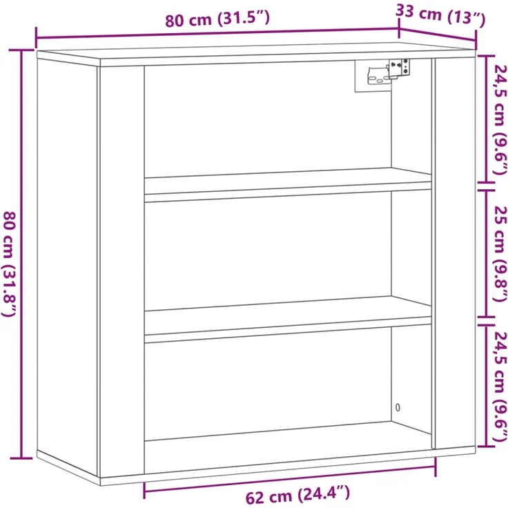 vidaXL Wandschrank Altholz-Optik 80x33x80 cm Holzwerkstoff 857087 – Bild 8