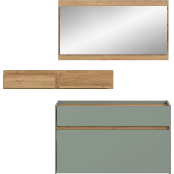 Garderobenkombination B/H/T: 192x140x32 cm in Salbei Nachbildung und Artisan Oak Nachbildung – Bild 2