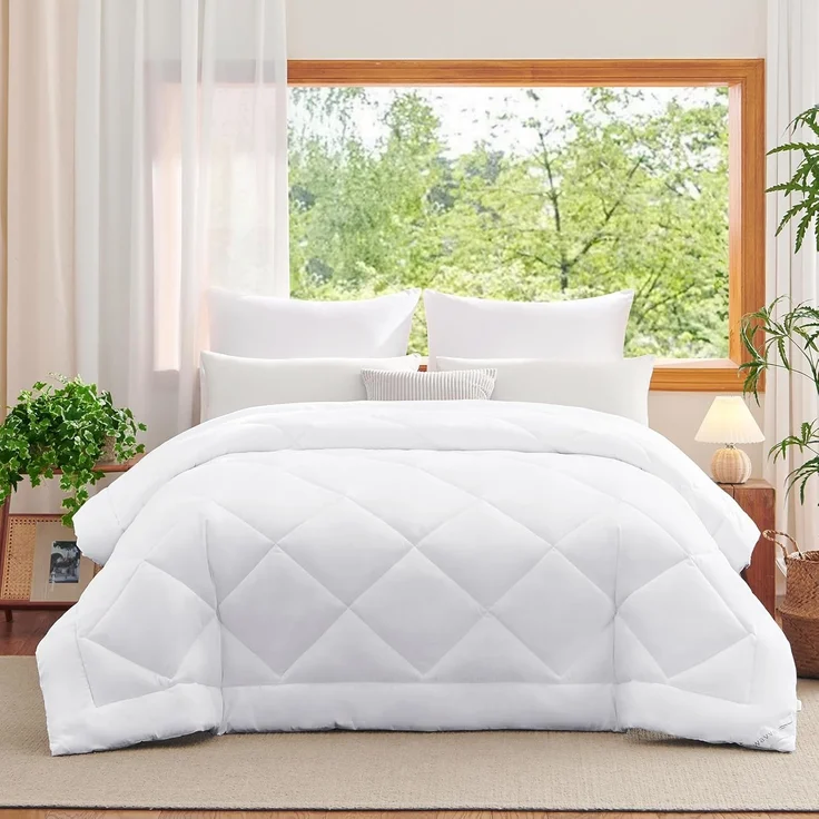 WAVVE Bettdecke 140x200 Ganzjahresdecke 4 Jahreszeiten, Steppdecke 300gsm Mikrofaser 140x200 cm, Super Weiche Zudecke Schlafdecke Atmungsaktive 140x200, Weiß – Bild 1