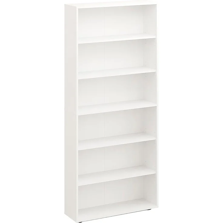 KOMTO Bücherregal Lumo 80 cm breit Regal mit 3, 4, 6 Ebenen und Höhenverstellbare Regale, Aufbewahrungsregal Bookshelf Weiß – Bild 4