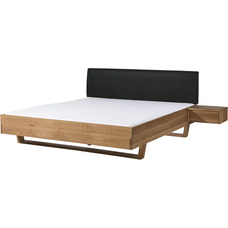 Bett mit Nachttisch rechts Eiche 160x200x85 natur geölt, Kopfteil anthrazit FICHTELBERG #30 – Bild 1