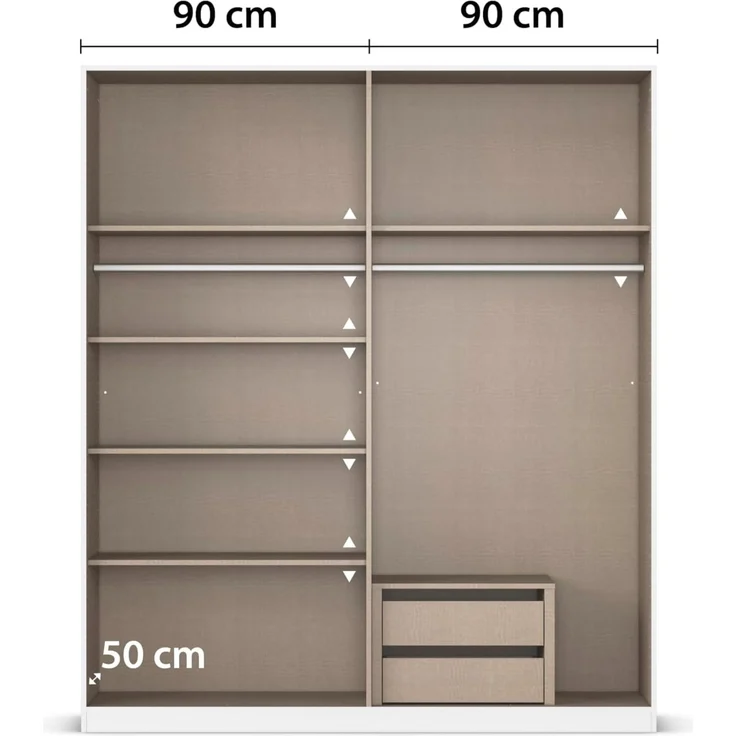 Rauch Möbel Alabama, Kleiderschrank für Schlafzimmer, Kinderzimmer, Wohnzimmer, Garderobe, Flur, 4-türig, Spiegel, mit Zubehör Premium, Farbe Weiß/Eiche Artisan, Holz, Breite 181 cm – Bild 7