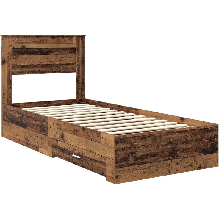 vidaXL Bettrahmen mit Kopfteil Altholz 100 x 200 cm Holzwerkstoff 3410025 – Bild 3