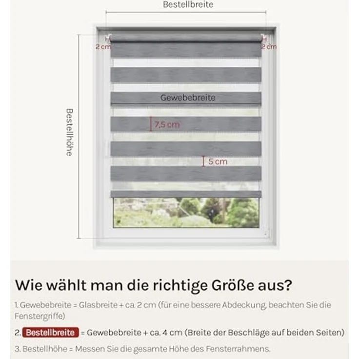 WOLTU Doppelrollo Klemmfix ohne Bohren Marmor Grau B100 x H150 cm, Duo Rollo Zebrarollo Fensterrollo Klemmrollo Seitenzugrollo Easyfix lichtdurchlässig & verdunkelnd Rollos für Fenster und Tür – Bild 6