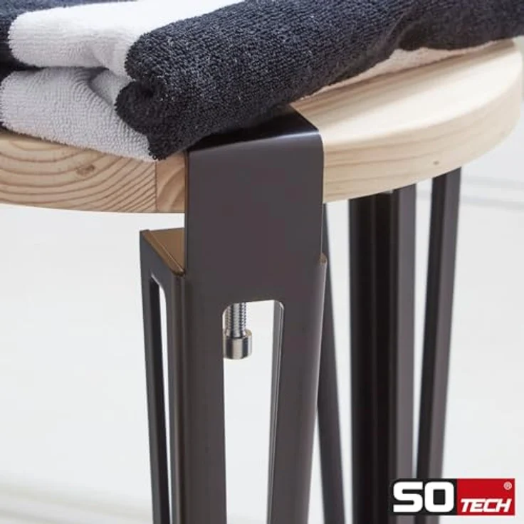 SO-TECH® Tischbein ColorLine in F-Form konisch zulaufend von 70 auf 40 mm, mit Klemmschraube (ohne Bohren) - schwarz - Höhe 464 mm - 4x – Bild 6