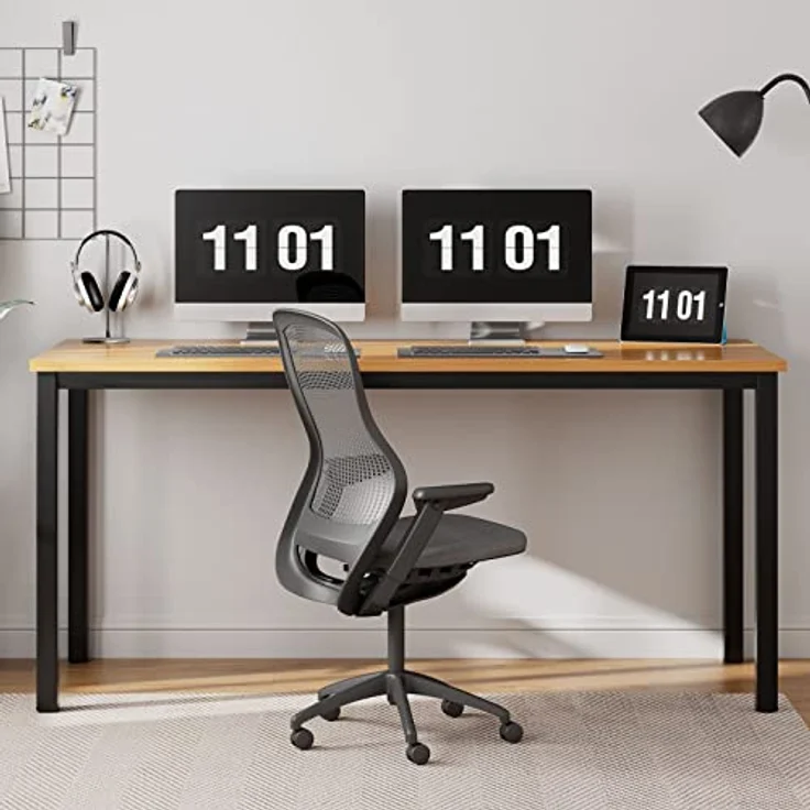 SogesHome Schreibtisch,Computertisch120 x 60 x 75 cm PC Schreibtisch Workstation für Home Office Verwenden Schreibtisch, Esstisch Konferenztisch,Teak & Schwarz,AC3BB-120-SH – Bild 7