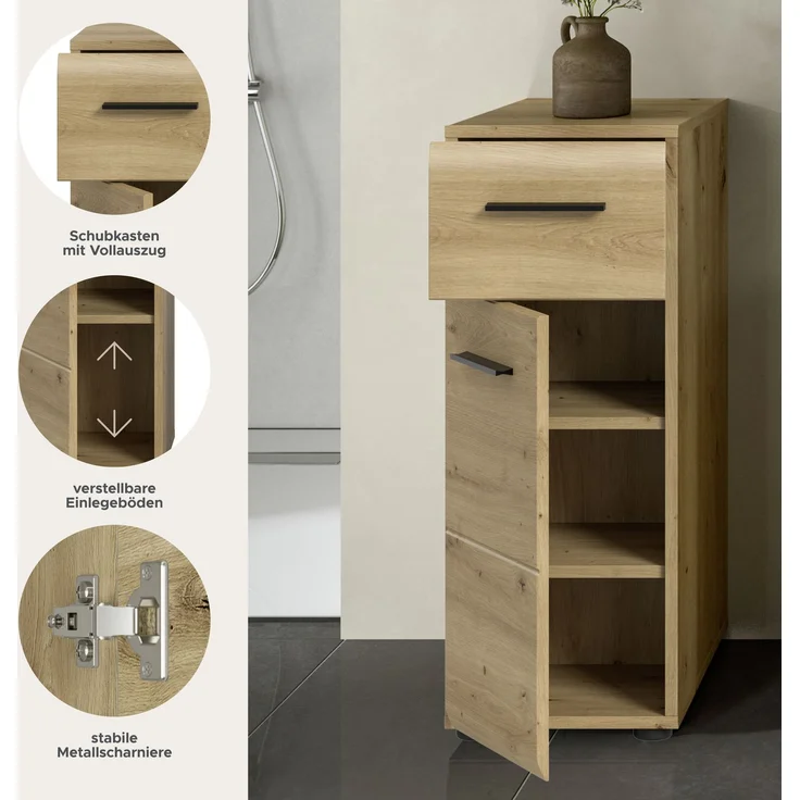 Standschrank (B/H/T: 30x80x30 cm) in Artisan Oak Nachbildung und Artisan Oak Nachbildung – Bild 7