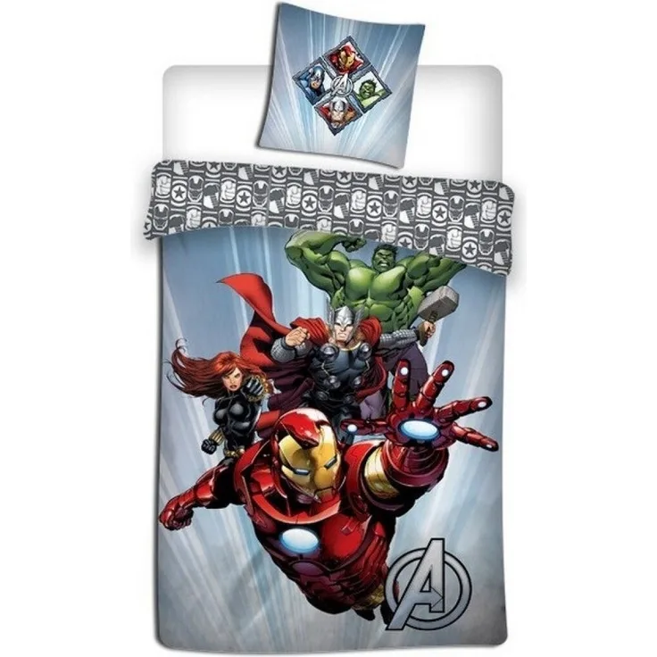 MARVEL Bettwäsche Marvel Avengers Bettwäsche Set, Mikrofaser, 2 teilig, 135-140x200 cm Deckenbezug, 63x63 cm Kissenbezug