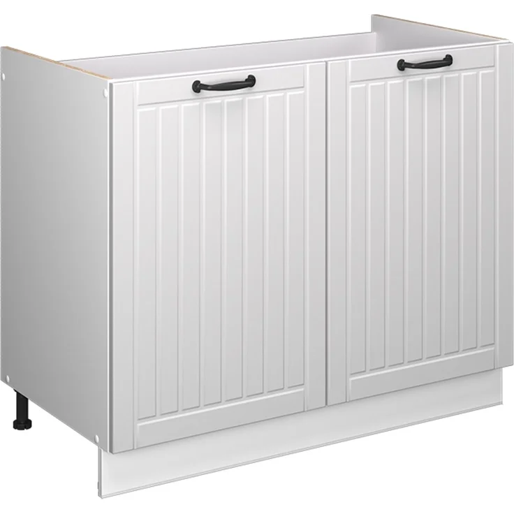 Spülenunterschrank Fame-Line Weiß Landhaus/Weiß 100 cm ohne Arbeitsplatte Vicco – Bild 1