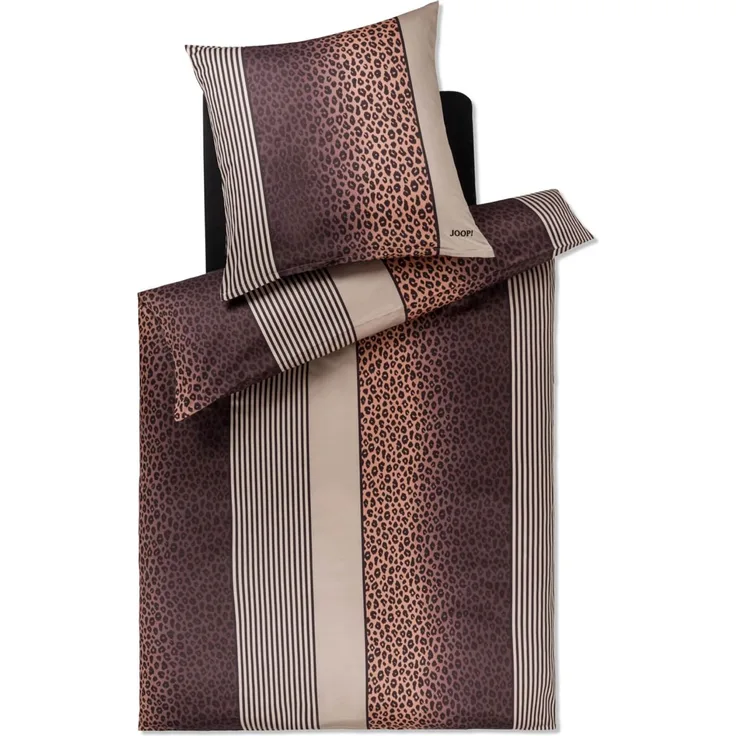 JOOP! Bettwäsche Leo 4112 09 Taupe Mako Satin 135 x 200 + 80 x 80 cm