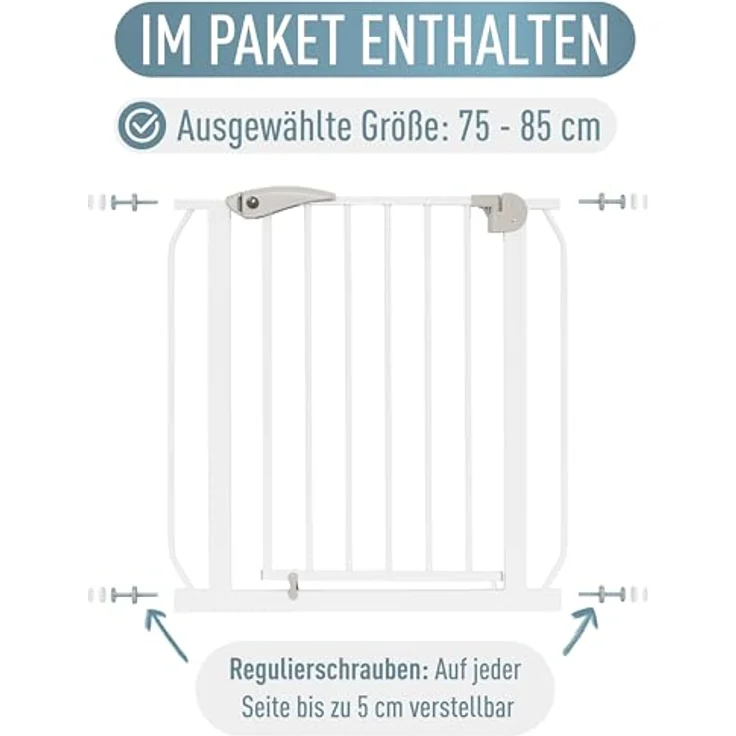 ib style® Berrin ! PREISSIEGER ! Treppengitter 58-175 cm | Ohne Bohren |Auto-Close| 90° Stop | Einhand Bedienung | 78-86 cm – Bild 9