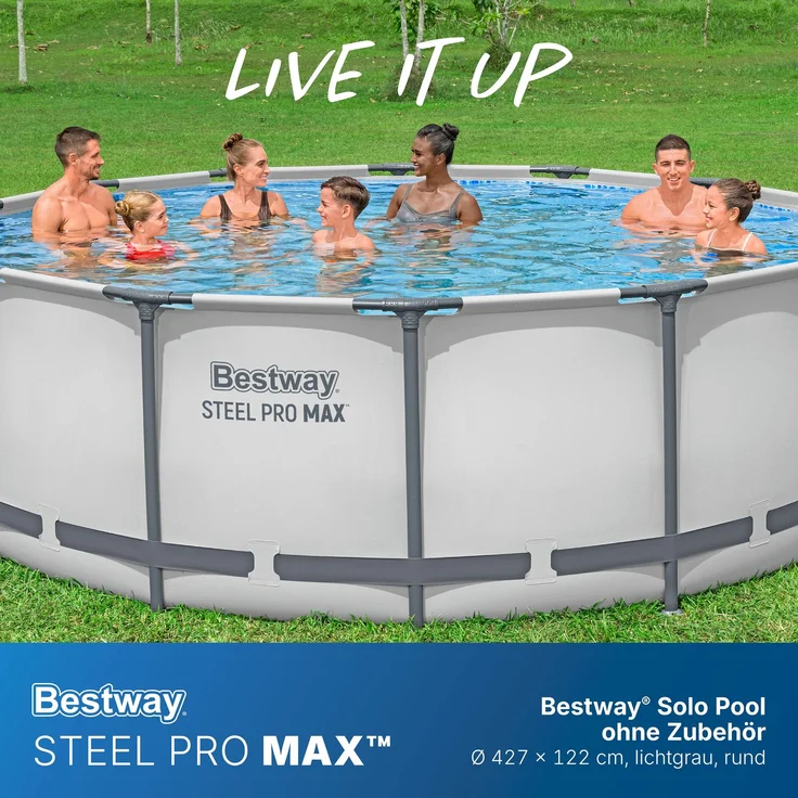 Bestway 'Steel Pro MAX™ Solo' Pool, ohne Zubehör, lichtgrau, Ø 427x122 cm – Bild 2