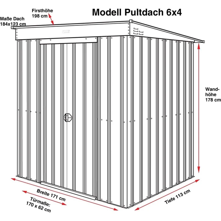 Globel Gerätehaus "Pultdach Skillion" 64, anthrazit – Bild 2