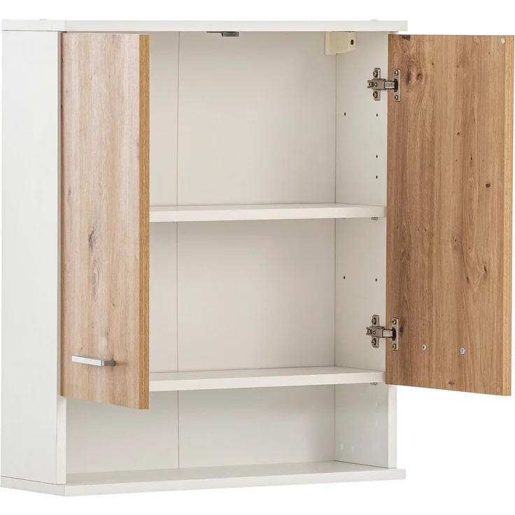 Schildmeyer Hängeschrank Palermo, Holzwerkstoff, Mattweiß/Artisan Eiche Dekor, 59,8 x 20,5 x 70,8 cm (B/T/H) – Bild 2