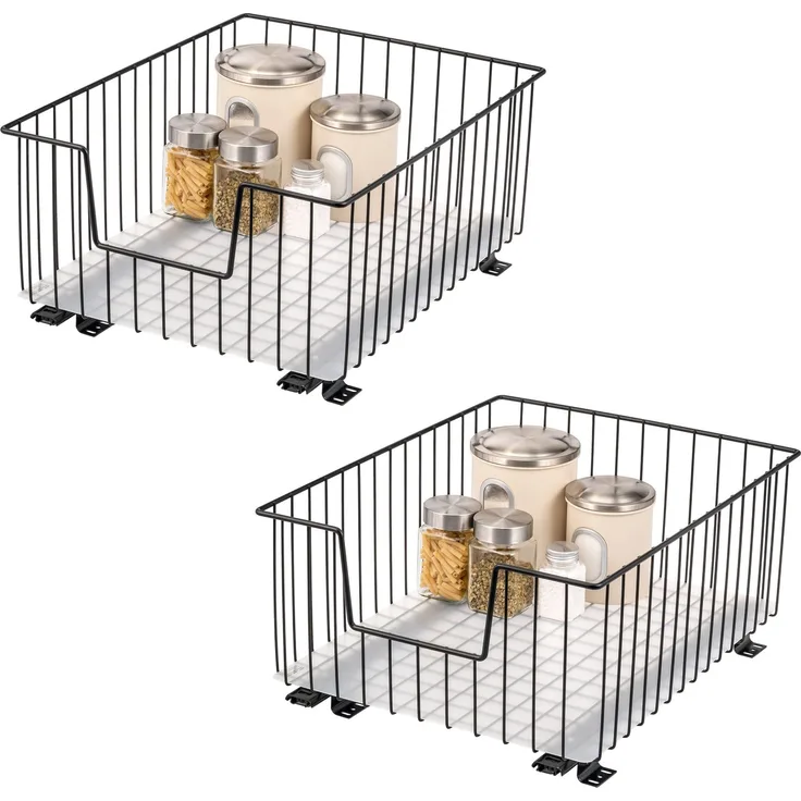 bremermann Schrank-Korbauszug 2er 40 cm mit Einlegeboden, aus Metall, in Schwarz