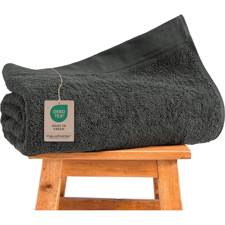 Hausfelder Saunatuch Saunahandtuch 80x200cm Premium Baumwolle Frottee 500g/m² Anthrazit, (1-St), 100% Baumwolle, weich, saugfähig, Uni-Farben