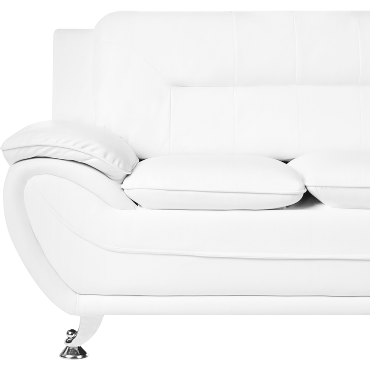 Sofa 3-Sitzer LEIRA Kunstleder Weiß – Bild 6