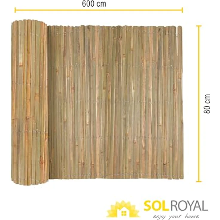 Sol Royal Bambus Sichtschutz 80 hoch – FSC® Balkon Sichtschutz Garten Bambusmatte als Wind- & Blickschutz für Garten Zaun 80x600 cm – Natursichtschutz Witterungsbeständig – B89 – Bild 7