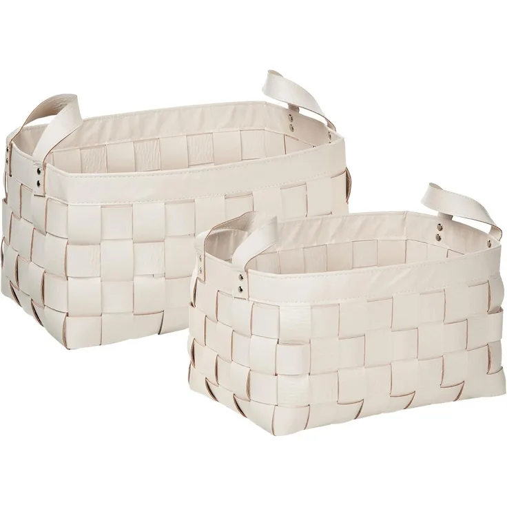 Aufbewahrungskorb 2er Set SIPPAR Kunstleder Beige