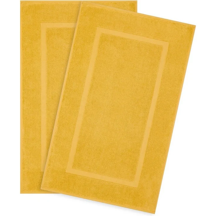 Hammetex Badvorleger Set 2 Teilig, 100% Baumwolle Duschvorleger für Badezimmer, Saugfähig Waschbar Bad Fußmatten 51x86 cm Große Badematten, Mustard (Gelb) – Bild 1
