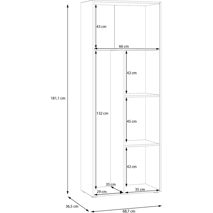Forte NET306 Mehrzweckschrank 70, rustikaler Schrank, 1-türig, für Flur, Hauswirtschraftsraum, Holzwerkstoff, Old-Wood Vintage Holzdekor/Betonoptik, 68,7 cm breit x 181,1 cm hoch x 36,5 cm tief – Bild 7