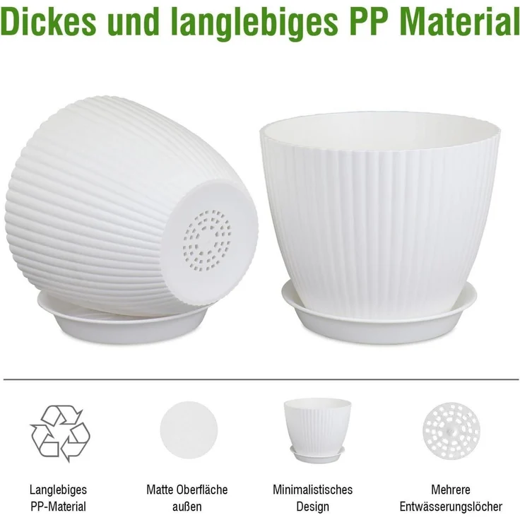 Homeuouz 8er Set Blumentopf mit Untersetzer 19/17.5/16.5/16/14/13/11.5/10cm – Bild 5