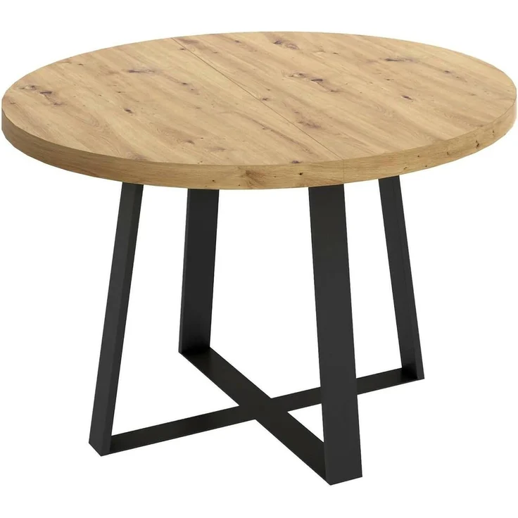 Dmora Tisch Casarola, Konsole ausziehbar rund, Mehrzweck-Esstisch, oval, 110/158x110h77 cm, Eiche Nodi – Bild 9