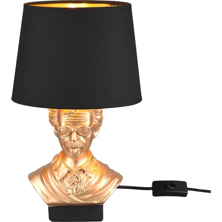 Tischleuchte, Keramik, gold, Stoff, schwarz, H 36 cm – Bild 7