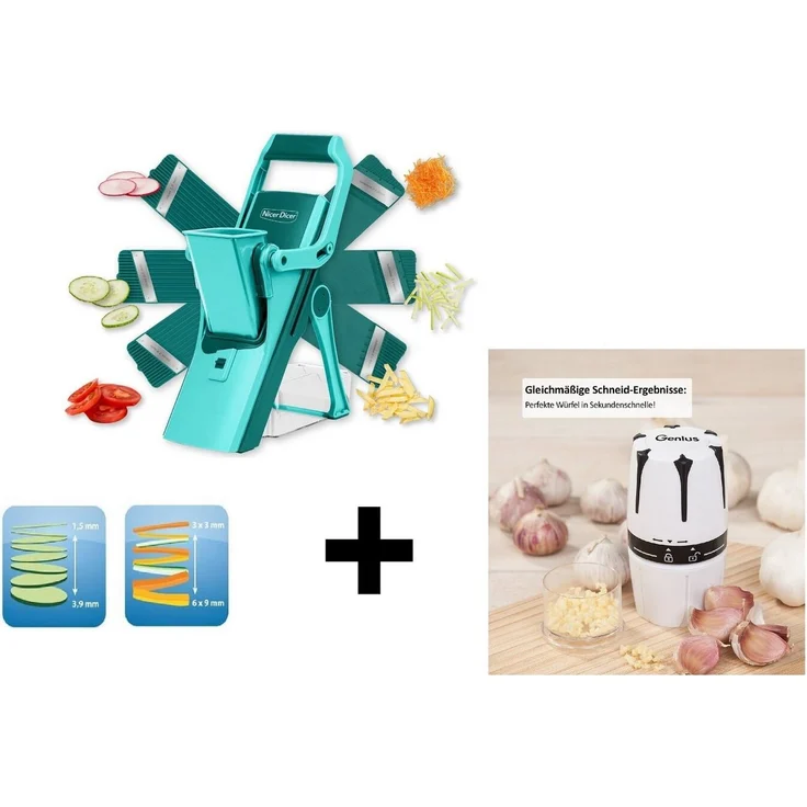 Genius Gemüseschneider Nicer Dicer Mando 13tlg. 6678 + G10 Knoblauchschneider – Bild 5