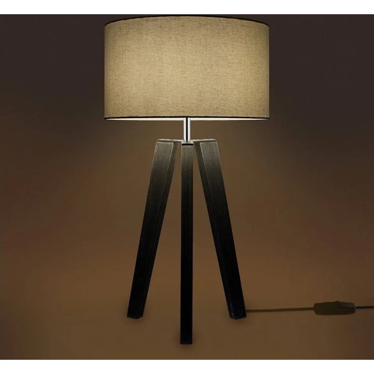 Paco Home Tischleuchte Canvas uni Color, ohne Leuchtmittel, Stehlampe Vintage Fuß LED Lampe Wohnzimmer Skandinavischer Stil E27 – Bild 2