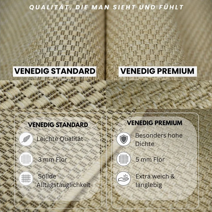 OTTO home Teppich Venedig, in Standard- und Premium-Qualität, 3 mm oder 5 mm Höhe, rechteckig, In- und Outdoor geeignet, Wetterfest & UV-beständig, Sisal-Optik – Bild 3
