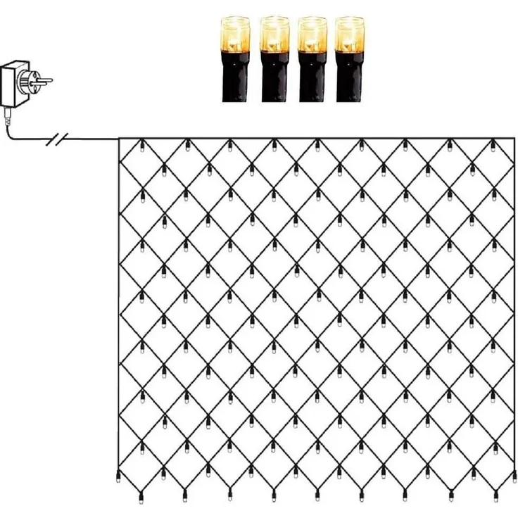 Star Trading 594-22 Weihnachtsdekoration VORHANG GOLDEN WARM WHITE LED 960X0,064W Kunststoff schwarz L:2390cm H:55cm IP44