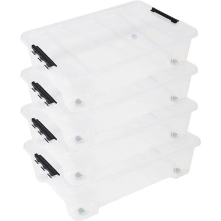 ONDIS24 Aufbewahrungsbox Unterbettbox Jolly Rollbox mit Deckel 25/35L Spielzeugkiste (4 St), transparent, stapel,- und nestbar – Bild 3