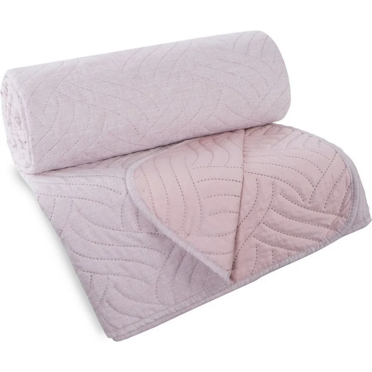 Eurofirany Tagesdecke LEINOPTIK, Karomuster Steppung Doppelbett Überwurf Einfarbig Grau Beige – Bild 1