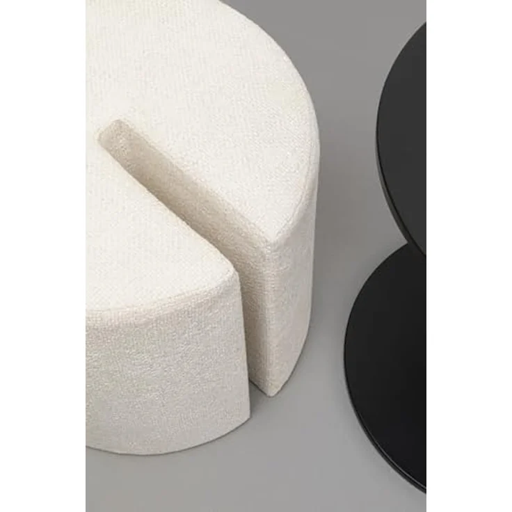 Kare Design Beistelltisch mit Hocker, Better Together (2-teilig), Creme/Schwarz, 46cm Durchmesser, Ablage Wohnzimmertisch, inklusive Hocker, Stahlgestell, Rund – Bild 4