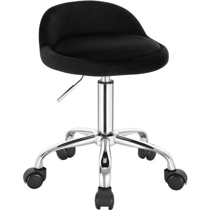 WOLTU Bürohocker mit Rollen, Drehhocker höhenverstellbar, Rollrocker mit niedriger Rückenlehne, Arbeitshocker Schwarz, Sitzhöhe 43-54,5 cm BS127sz – Bild 4