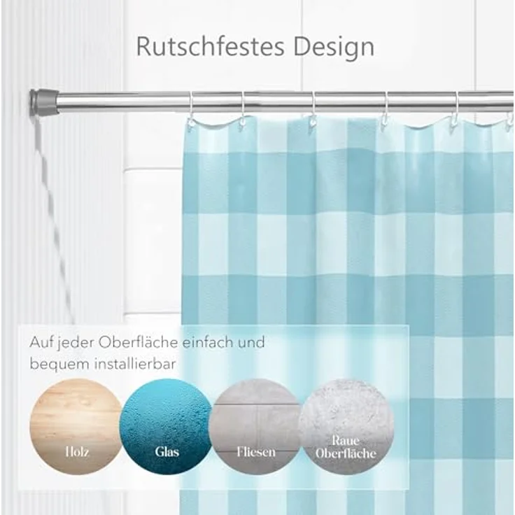 tinycurtains Klemmstange Teleskopstange 70-120 cm oder 111-200 cm Vorhangstange ohne Bohren, Ø 0.22 mm, 1-läufig, ausziehbar, klemmbar, Duschvorhangstange, Badstange, Gardinenstange, Metall, Klemmstange, stufenlos verstellbar, rostfrei, Stange für Türv... – Bild 5