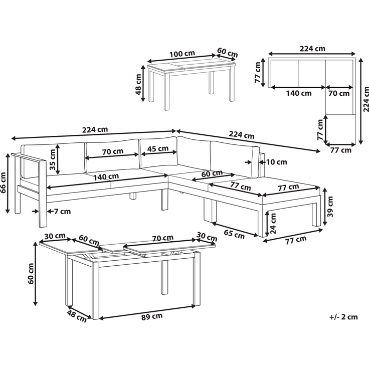 Lounge Set MESSINA Metall Cremeweiß – Bild 2