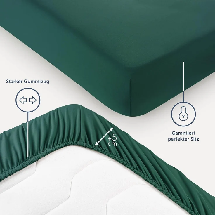 Blumtal® Spannbettlaken 140x200 cm - Bettlaken 140x200 aus Microfaser - Oekotex zertifiziertes Spannbetttuch 140x200 cm / 140x200 Spannbettlaken - Leintuch 140x200 cm - Bettspanntuch - Dunkelgrün – Bild 3